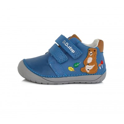 D.D. step barefoot chlapčenská detská celokožená obuv S070-655 Bermuda Blue